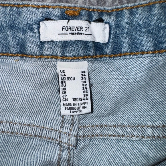 Forever 21 Blue Jean Shorts Distressed Cuffed - Picture 2 of 4